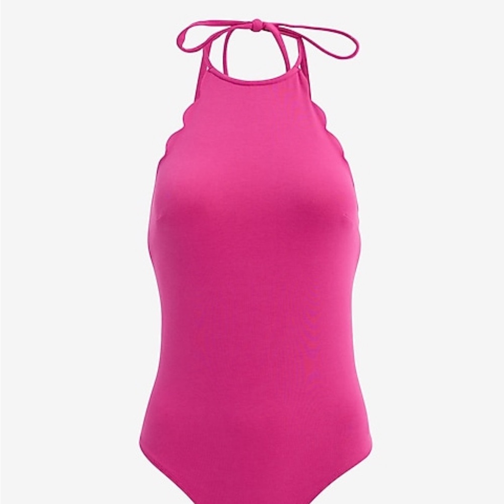Pink Scalloped Halter Bodysuit - Picture 6 of 7